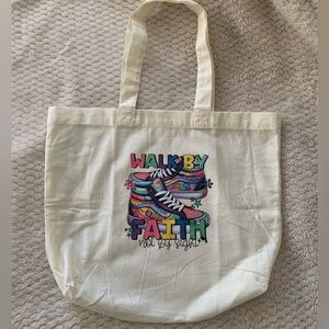 Bible verse large cotton tote bag for kids sneakers